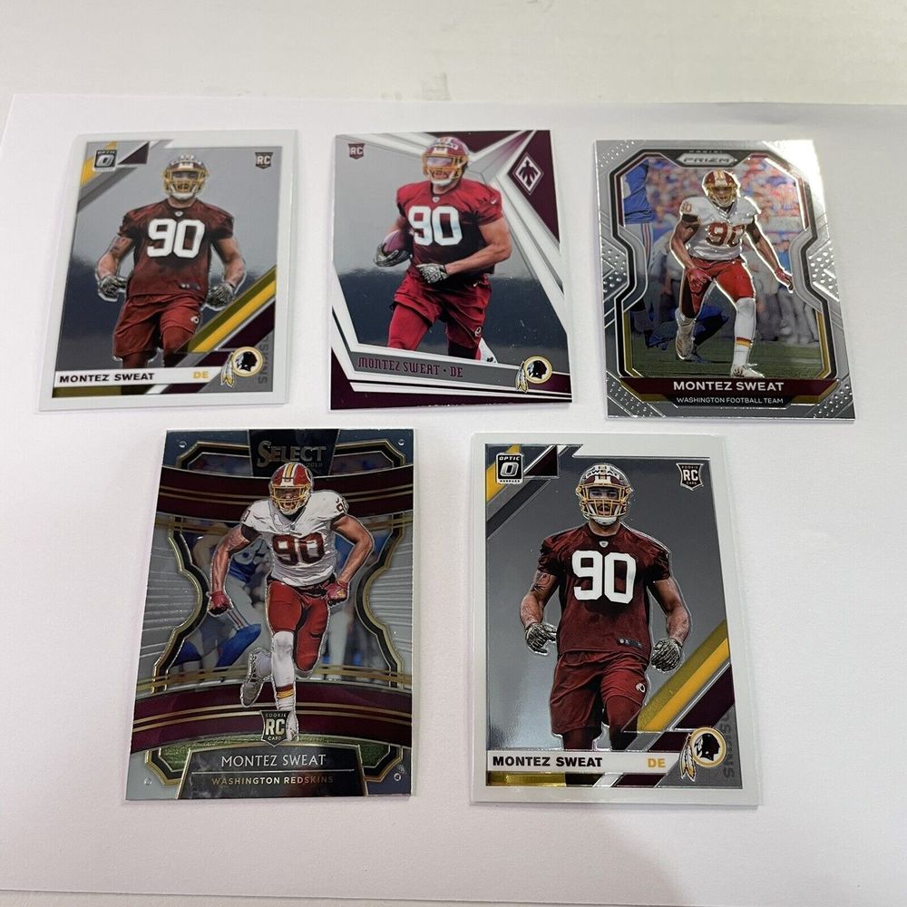 Montez Sweat Rookie Card Lot of 5, Redskins, Panini Optic, Phoenix Select 2019